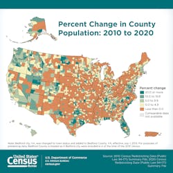 A visual showing the percent change in county population: 2010 to 2020. A visual showing the percent change in county population: 2010 to 2020.
