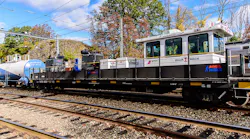NJ Transit uses two AquaTrack machines to blast crushed leaf residue off the track during slippery rail season.