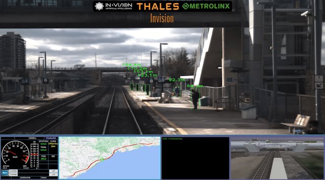 A screengrab from a video explaining the work Invision AI, Thales and Metrolinx partnered on during the WinterTech Development Program.