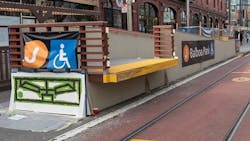 Temporary accessible ramp on Church Street south of Market Street.