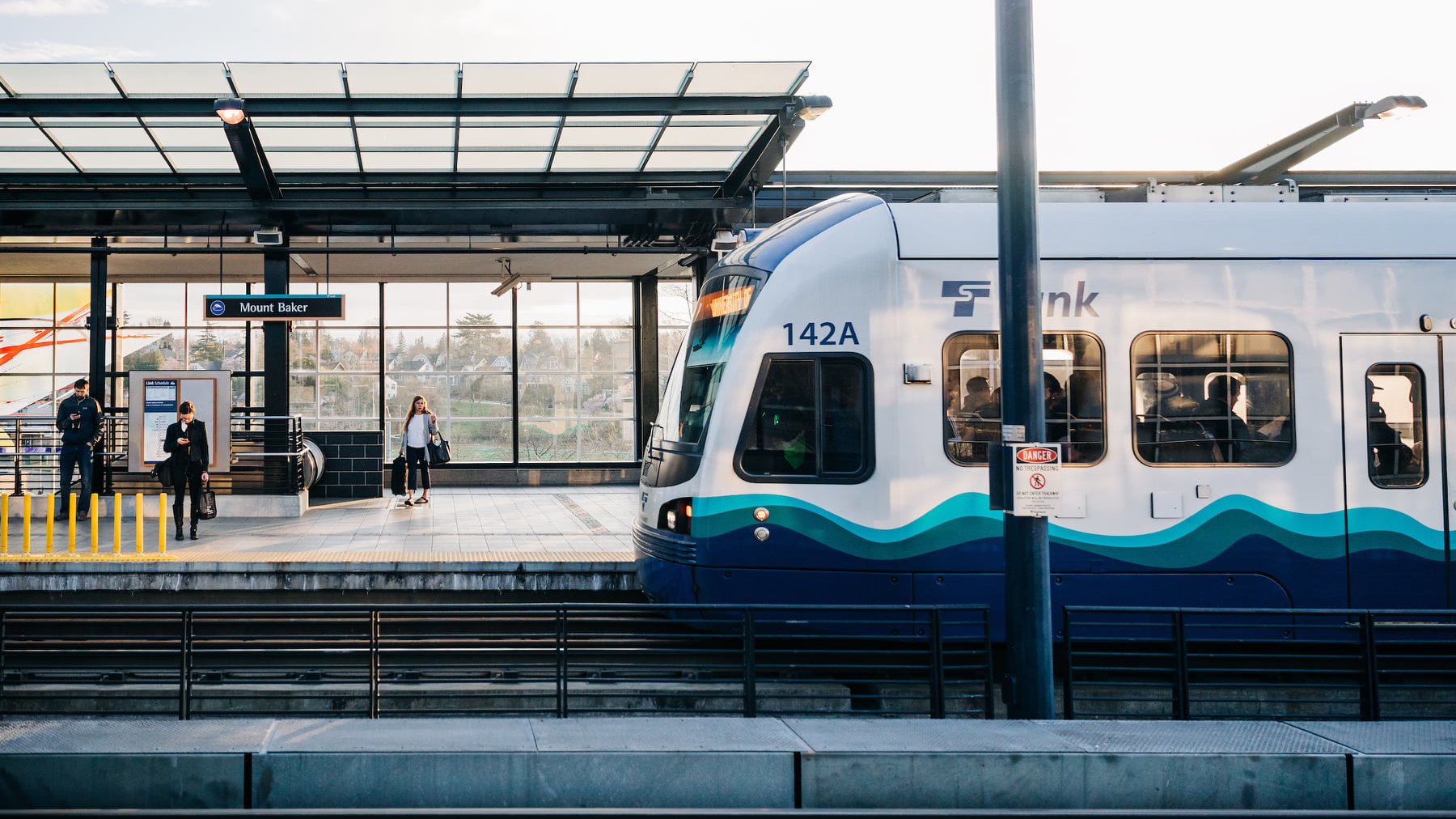 A light-rail train at Mount Baker station.
