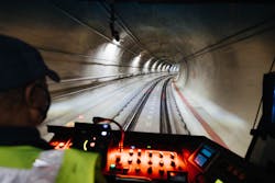 A test train operates on a portion of the 4.3-mile light-rail extension to Northgate. A test train operates on a portion of the 4.3-mile light-rail extension to Northgate.