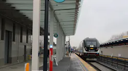 Amtrak Cascades train entering the Tacoma Dome station.