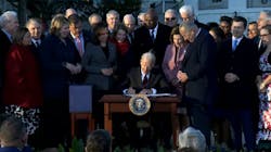 President Joe Biden signs the Bipartisan Infrastructure Deal into law on Nov. 15, 2021. President Joe Biden signs the Bipartisan Infrastructure Deal into law on Nov. 15, 2021.