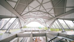 In this 2019 image, the still under construction Dulles International Airport station is seen. The second phase of the Metrorail Silver Line extension has reached substantial completion. In this 2019 image, the still under construction Dulles International Airport station is seen. The second phase of the Metrorail Silver Line extension has reached substantial completion.