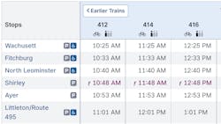 The people icon at the top of the time table conveys typical seat availability.