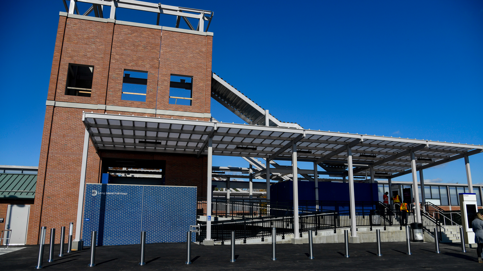 The Elmont station has several customer amenities, including canopies.