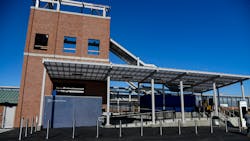 The Elmont station has several customer amenities, including canopies.