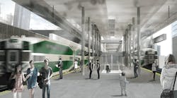 Artist&rsquo;s rendering of Union Station train platforms. Final designs are subject to change, and this doesn&rsquo;t show the current mask and social distancing rules on platforms.
