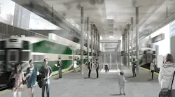 Artist’s rendering of Union Station train platforms. Final designs are subject to change, and this doesn’t show the current mask and social distancing rules on platforms.