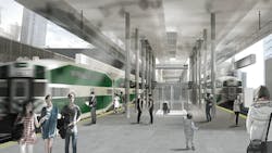 Artist’s rendering of Union Station train platforms. Final designs are subject to change, and this doesn’t show the current mask and social distancing rules on platforms. Artist’s rendering of Union Station train platforms. Final designs are subject to change, and this doesn’t show the current mask and social distancing rules on platforms.