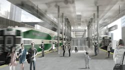 Artist&rsquo;s rendering of Union Station train platforms. Final designs are subject to change, and this doesn&rsquo;t show the current mask and social distancing rules on platforms.