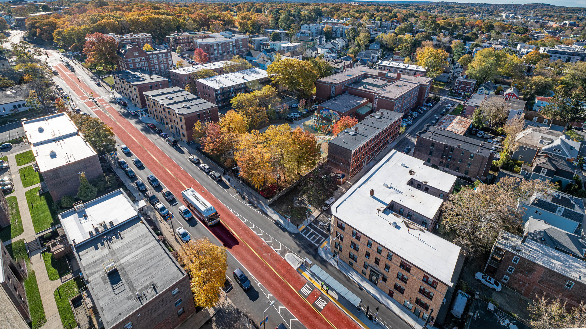 MBTA, city of Boston cut ribbon on New England’s first centerrunning bus lane on Columbus