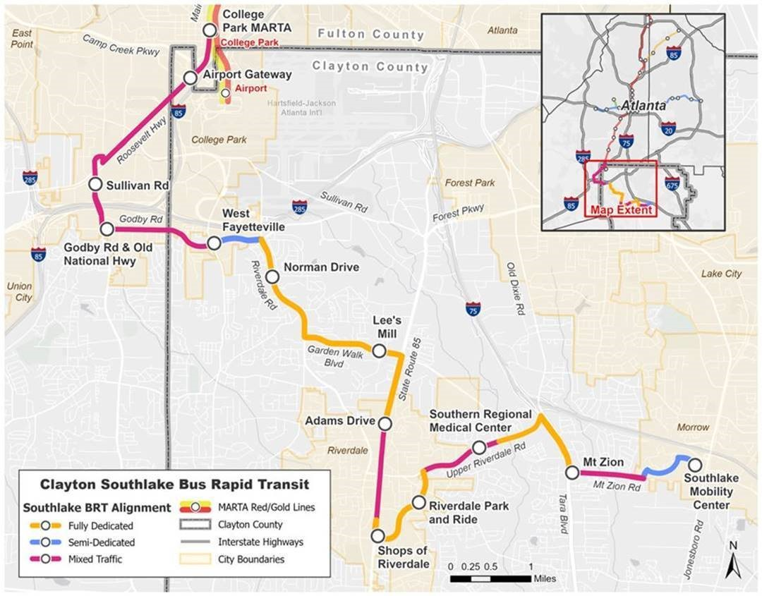 Proposed alignment for Clayton Southlake BRT.