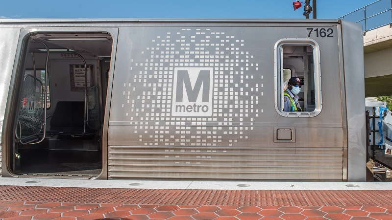 File photo: A 7000-series railcar at Falls Church Station.