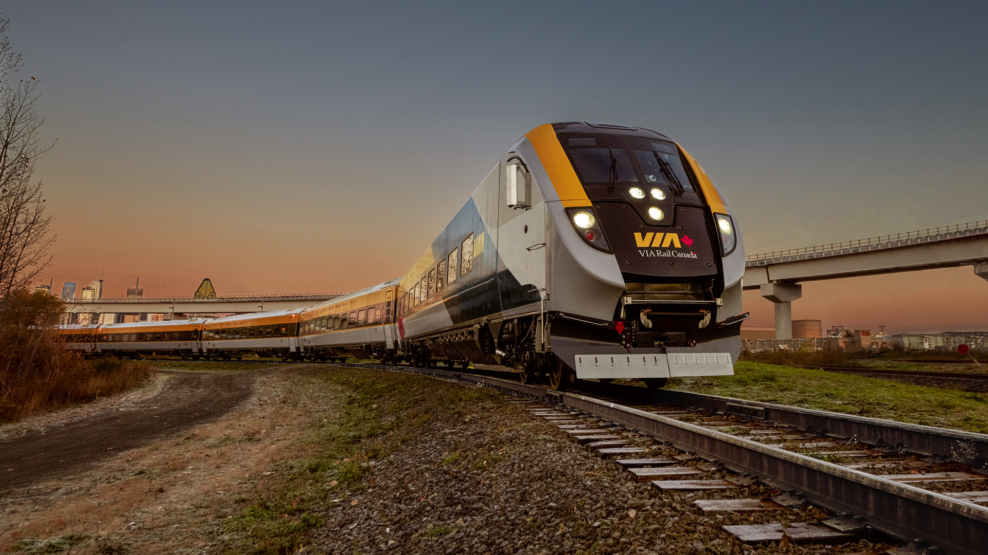 The exterior view of a new trainset that will serve VIA Rail's Qu&eacute;bec City &ndash; Windsor corridor.