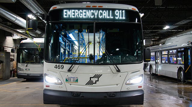 Winnipeg Transit buses have been equipped to display emergency notifications during a crisis.