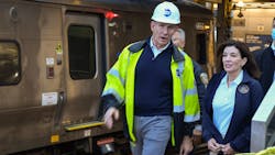 New York Gov. Kathy Hochul, right, joins MTA Acting Chair & CEO Janno Lieber, left, during an October 2021 test train from Jamaica to the East Side Access complex at Grand Central Terminal. New York Gov. Kathy Hochul, right, joins MTA Acting Chair & CEO Janno Lieber, left, during an October 2021 test train from Jamaica to the East Side Access complex at Grand Central Terminal.