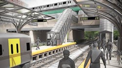 Concept artwork showing a platform-level view of the Conventional Rail alternative at a possible Roosevelt Avenue Station in Queens. Concept artwork showing a platform-level view of the Conventional Rail alternative at a possible Roosevelt Avenue Station in Queens.