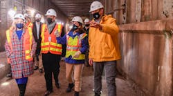 New York Gov. Kathy Hochul, second from right, MTA Acting Chair &amp; CEO Janno Lieber, right, Rep. Adriano Espaillat, second from left, Rep. Carolyn Maloney, left, and Manhattan Borough President Gale Brewer tour the Second Avenue Subway Phase 2 tunnel in East Harlem between 110 St and 120 St on Tue., Nov. 23, 2021.