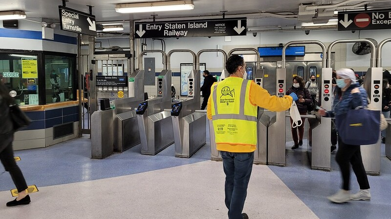 MTA was among four agencies to receive American Rescue Plan funds to support its operations and staff levels during the pandemic. MTA has regularly held mask distribution events on its system utilizing its Mask Force.