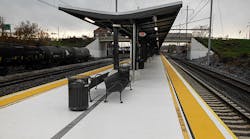 The platform and canopy of the new Middletown Train Station.