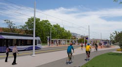 A rendering of the Purple Line UMD Station. The 16-mile line will open in the fall of 2026.