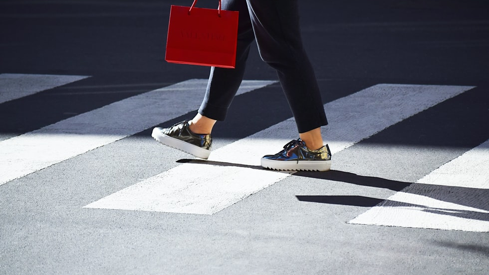 Pedestrian in crosswalk.