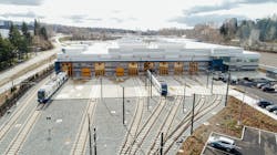 An aerial southern view of the Sound Transit Operations and Maintenance Facility East in Bellevue, WA An aerial southern view of the Sound Transit Operations and Maintenance Facility East in Bellevue, WA
