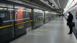 A type of platform door is seen on the London Underground's system at the westbound Jubilee Line platform of Waterloo station. A type of platform door is seen on the London Underground's system at the westbound Jubilee Line platform of Waterloo station.