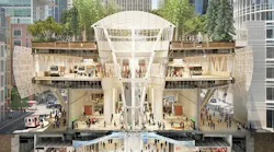 A rendering showing a cross-section view of the new Transbay Transit Center.