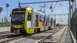 Testing of the Crenshaw/LAX Light Rail project along Florence Avenue in Inglewood, Calif.