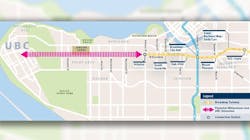 A map illustrating the proposed extension between the future Arbutus station and the UBC campus. A map illustrating the proposed extension between the future Arbutus station and the UBC campus.