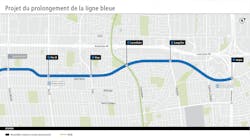 A map of the planned eastern extension of Montreal's Blue Line. A map of the planned eastern extension of Montreal's Blue Line.