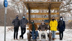 Interns from KU's School of Architecture and Design designed a custom bus shelter for Lawrence Transit with a railroad-theme. Interns from KU's School of Architecture and Design designed a custom bus shelter for Lawrence Transit with a railroad-theme.