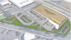 A rendering of the future electric bus depot. A rendering of the future electric bus depot.