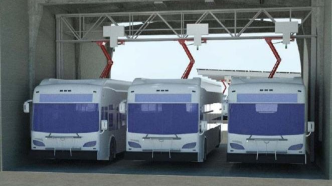 A rendering of what a future NJ Transit charging depot at one of its garages could look like. (NJ Transit)