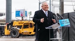 Ontario Premier Doug Ford speaks at an event March 27, marking the start of upgrades to the Exhibition Station and start of construction for the Ontario Line.