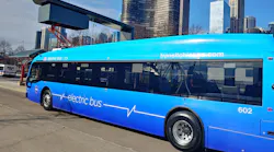 One of CTA's electric buses charging at Navy Pier in downtown Chicago.