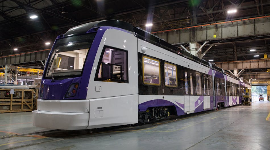 The first vehicle assembled for the Purple Line is seen in this 2019 photo.