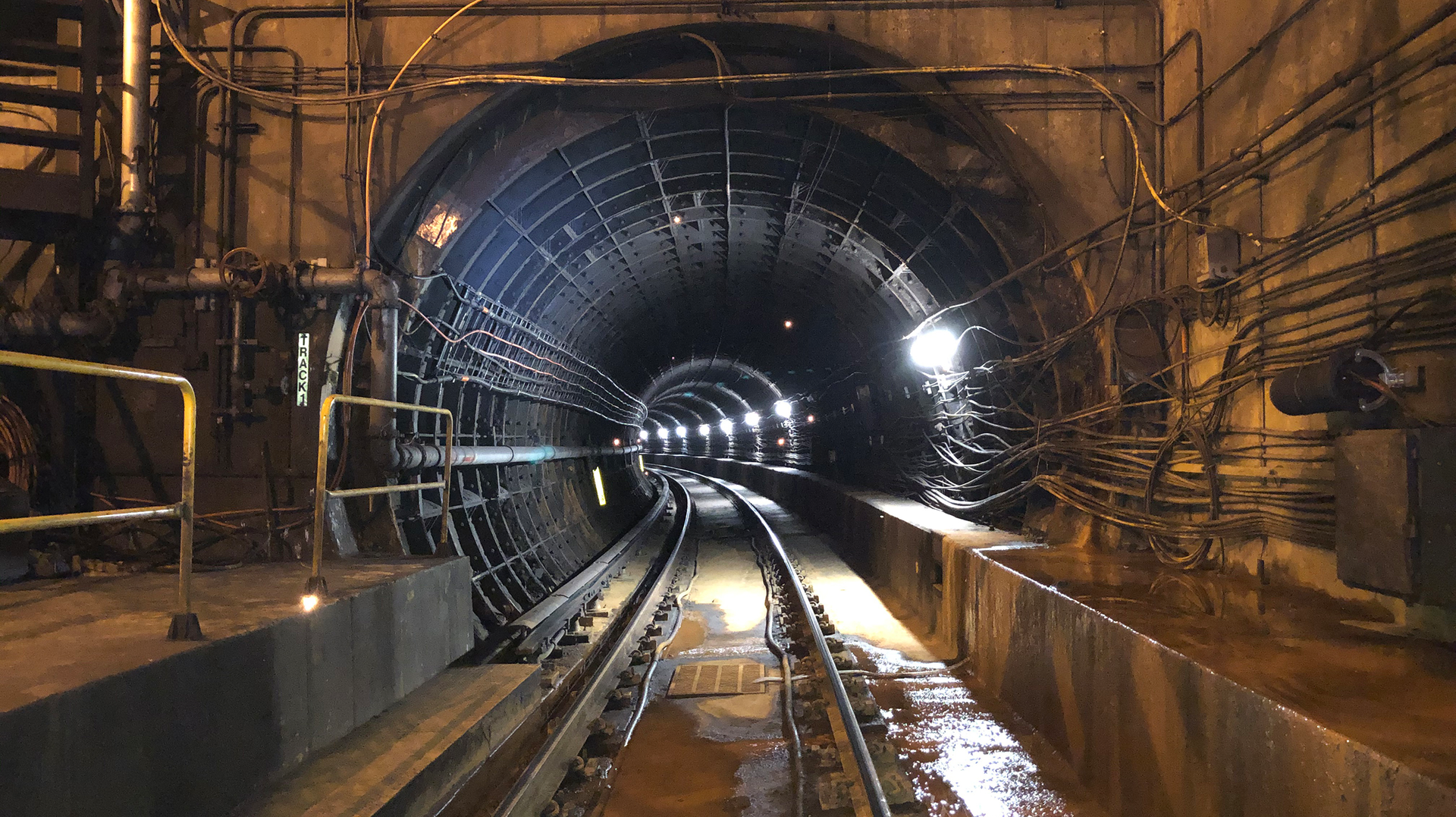 The interior of the Yellow Line tunnel. A project to rehabilitate the tunnel will begin in September 2022.