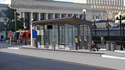Rendering of the METRO Gold Line station at Union Depot and Wacouta in downtown Saint Paul.