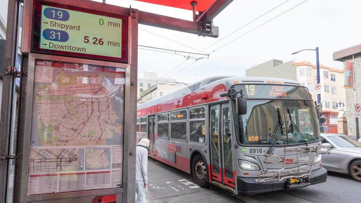 SFMTA installed prototype LCD signs at Eddy and Larkin streets to perform in-field hardware testing ahead of the signs wider roll out as part of the authority's Next Generation Customer Information System project.