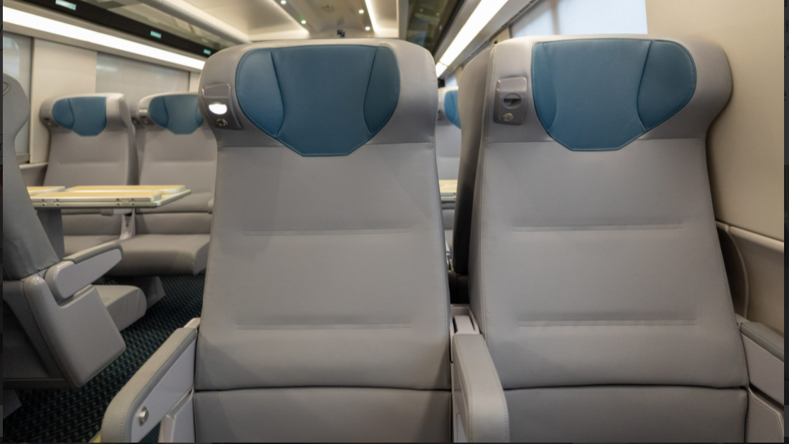 Designated by the color blue, the 378 Business Class seats on each train will offer spacious, high-end comfort, personal outlets, USB ports and adjustable reading lights at every seat, and a streamlined overhead luggage compartment.