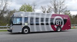 One of Blacksburg Transit&apos;s existing battery-electric vehicles; the agency purchased five additional battery-electric buses from New Flyer of America in a recently announced contract.