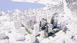 A conceptual rendering of a future Central Mobility Hub in downtown San Diego. A conceptual rendering of a future Central Mobility Hub in downtown San Diego.