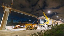 Three 124-foot girders were installed in early April, providing a physical link between Sound Transit's existing 1 Line and the new Federal Way Extension at Angle Lake Station. Three 124-foot girders were installed in early April, providing a physical link between Sound Transit's existing 1 Line and the new Federal Way Extension at Angle Lake Station.