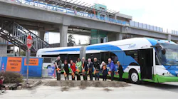 Community Transit staff and board members, federal and elected officials and community partners celebrated the kick-off of the construction of Swift Orange Line at Lynnwood Transit Center on April 19, 2022.