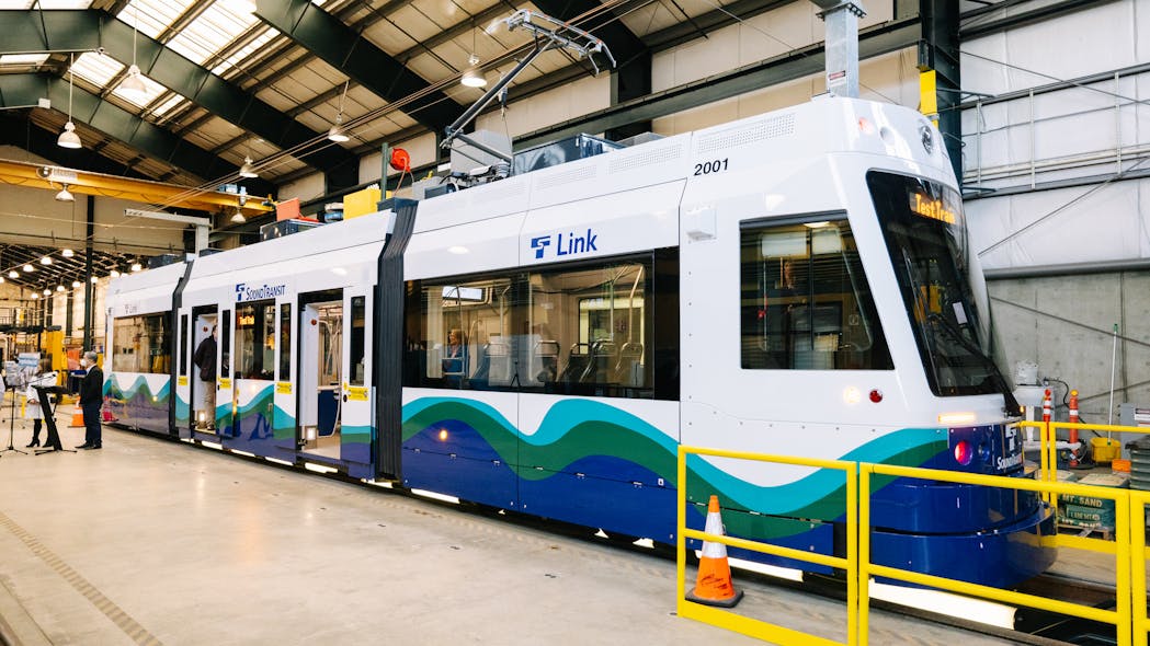 First new lightrail vehicle unveiled for Sound Transit's Hilltop