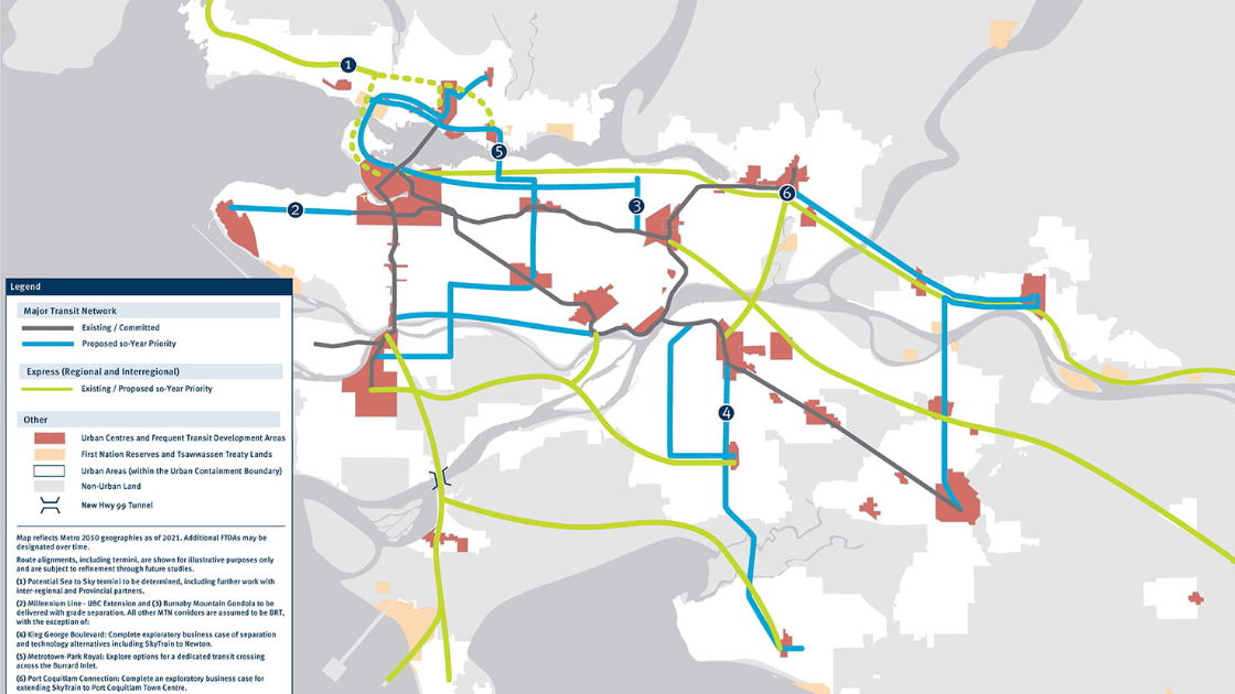 The Transport 2050: Reliable and Fast Transit Network proposal.